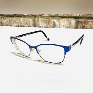 Via Spiga Brown Blue Cat Eye Eyeglasses Frames W/ Crystals Vivid Boutique 5018